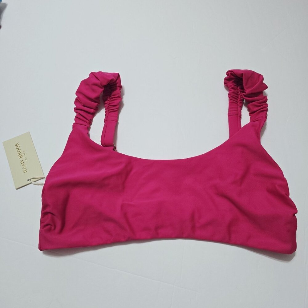 NEW Ramy Brook - L Rachel Bikini Top Ruched Straps In Perfect Pink - Picture 4 of 6
